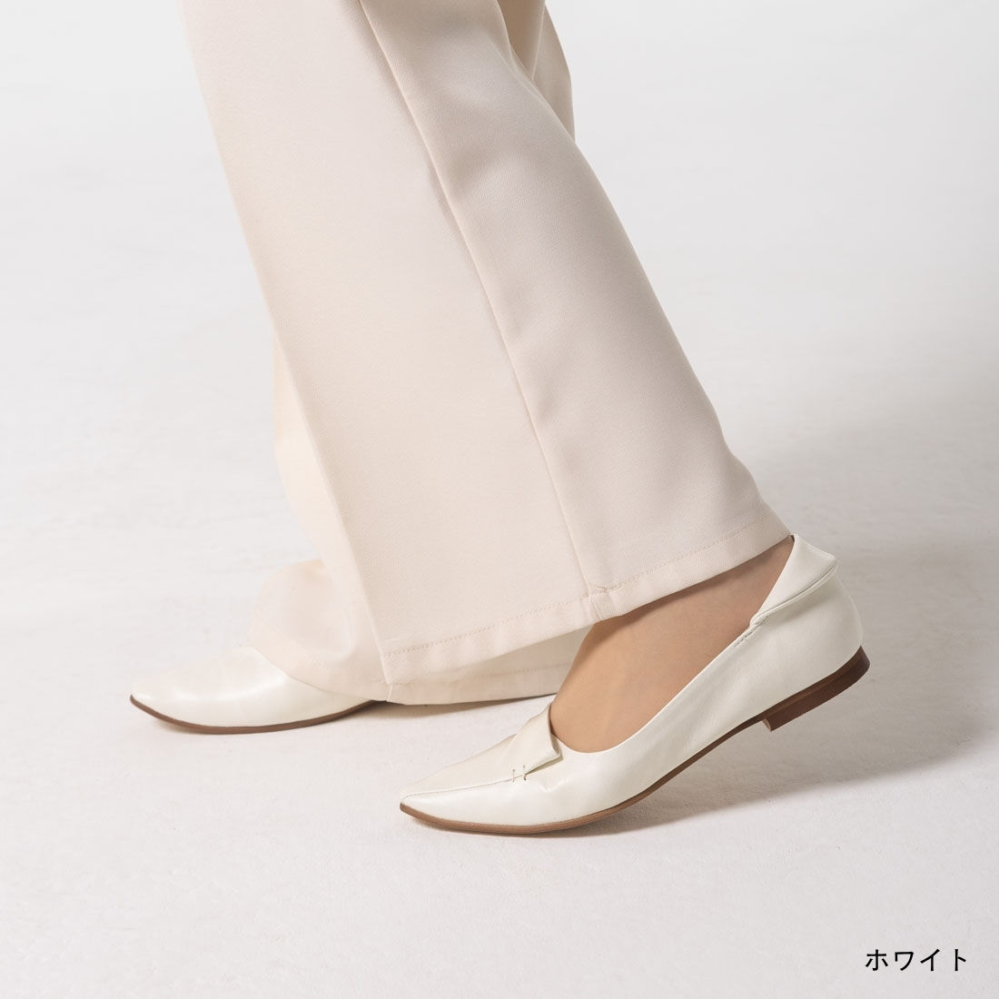 BODY LINE ホワイトウェッジソールパンプス230 銀座ワシントン レディース ローヒール フラットシューズ パンプス