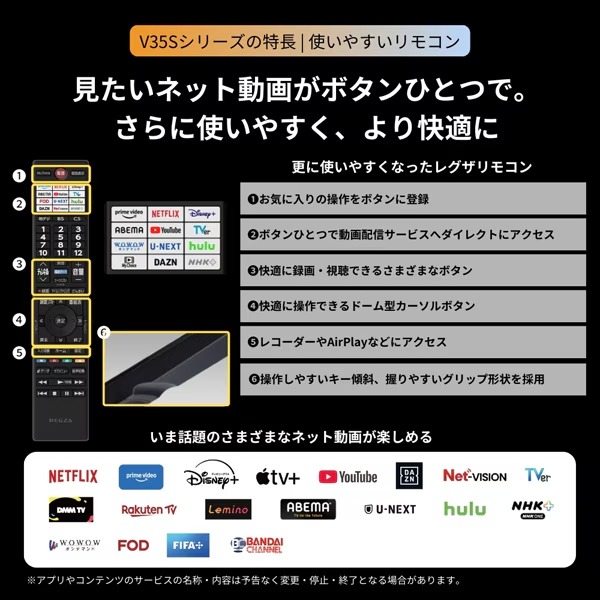 テレビ TVS REGZA 24インチ レグザ YouTube・Bluetooth対応 ハイビジョン液晶テレビ 24V型 24V35Sの画像
