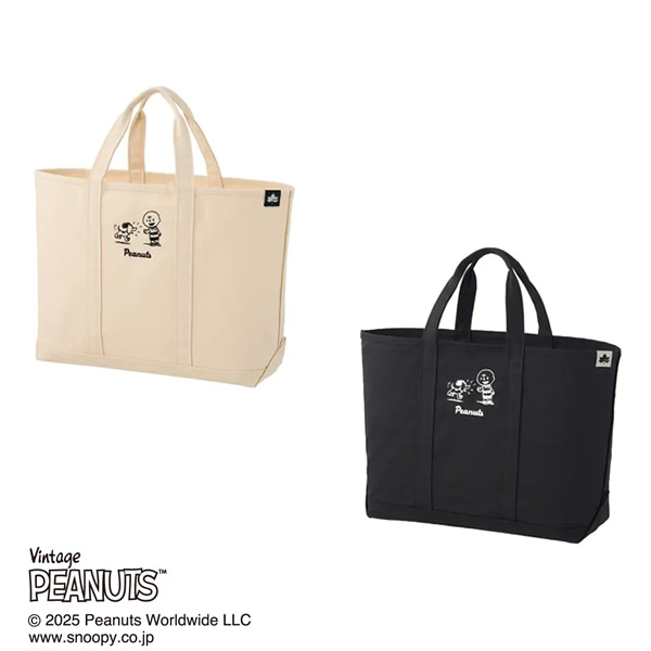 トートバッグ お買い物バッグ SNOOPY PEANUTS 75years ブラック LOGOS ロゴス 37500419 アウトドア キャンプ スヌーピー | LOGOS | 01