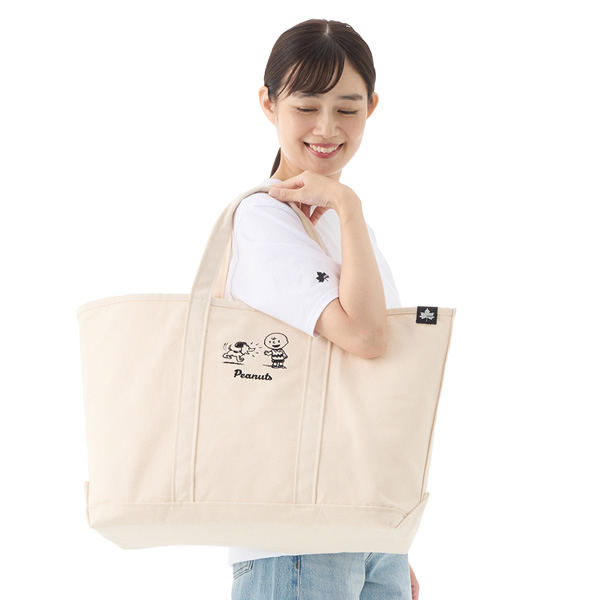 トートバッグ お買い物バッグ SNOOPY PEANUTS 75years ブラック LOGOS ロゴス 37500419 アウトドア キャンプ スヌーピー | LOGOS | 02
