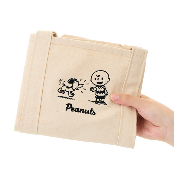 トートバッグ お買い物バッグ SNOOPY PEANUTS 75years ブラック LOGOS ロゴス 37500419 アウトドア キャンプ スヌーピー | LOGOS | 03