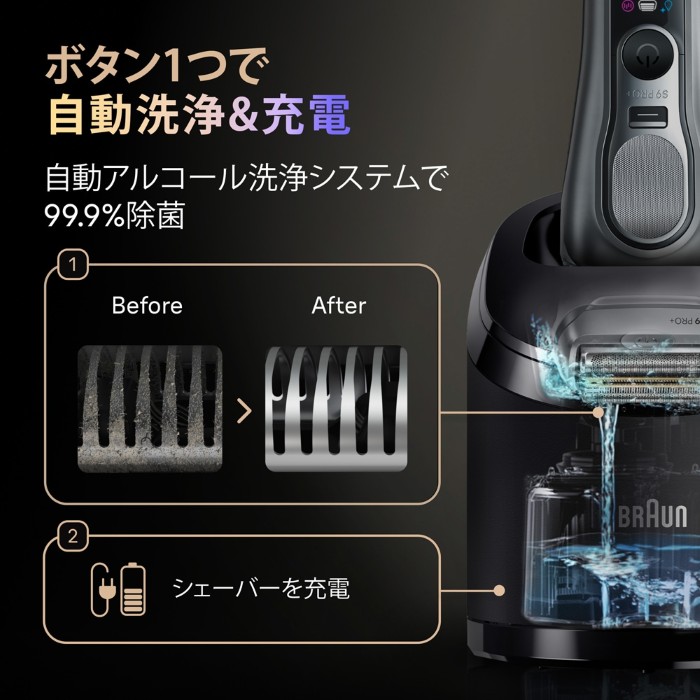 BRAUN（ブラウン） メンズシェーバー 4枚刃 自動洗浄器付 マット