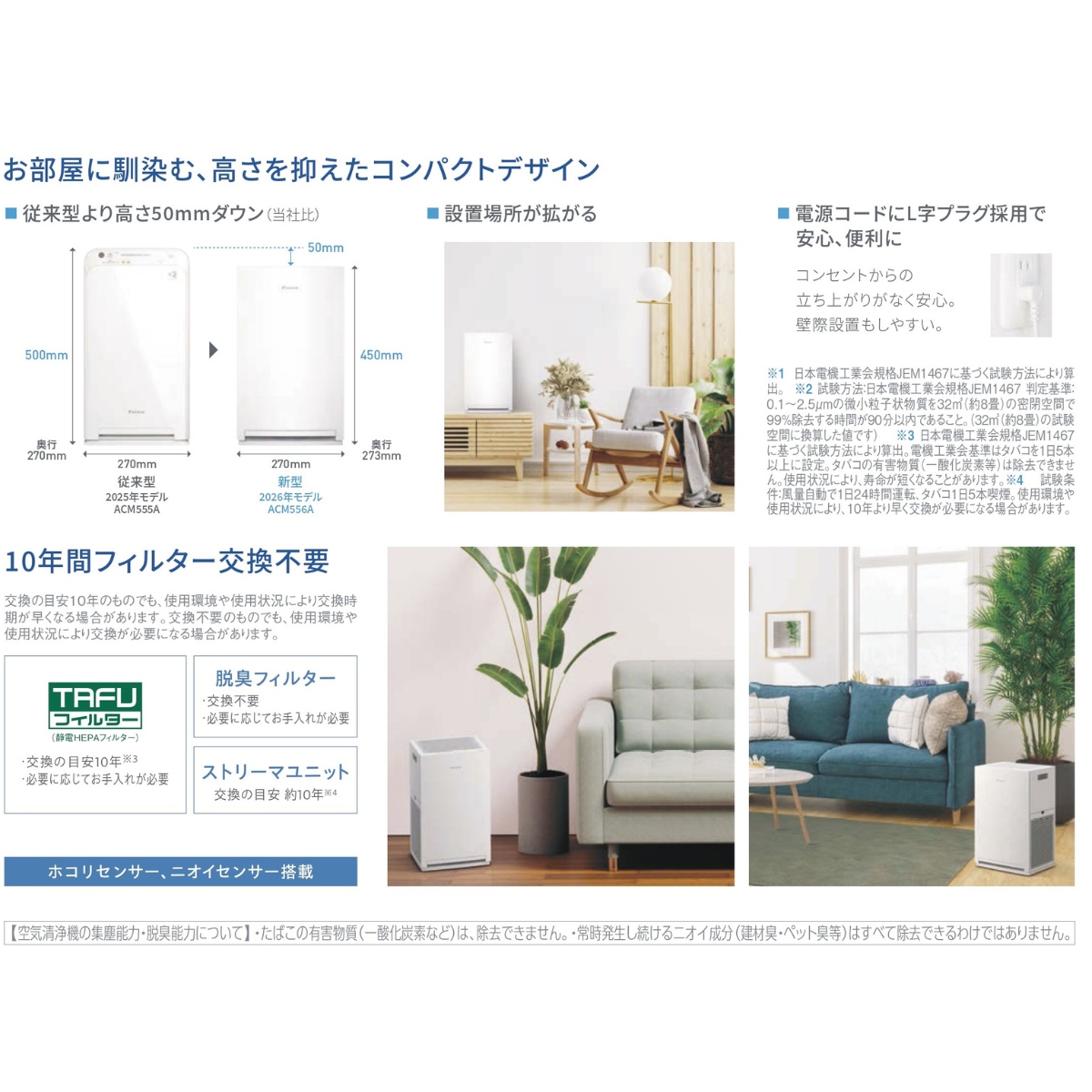 ダイキン（DAIKIN） 空気清浄機 ストリーマ 2026年モデル ACM556A-W