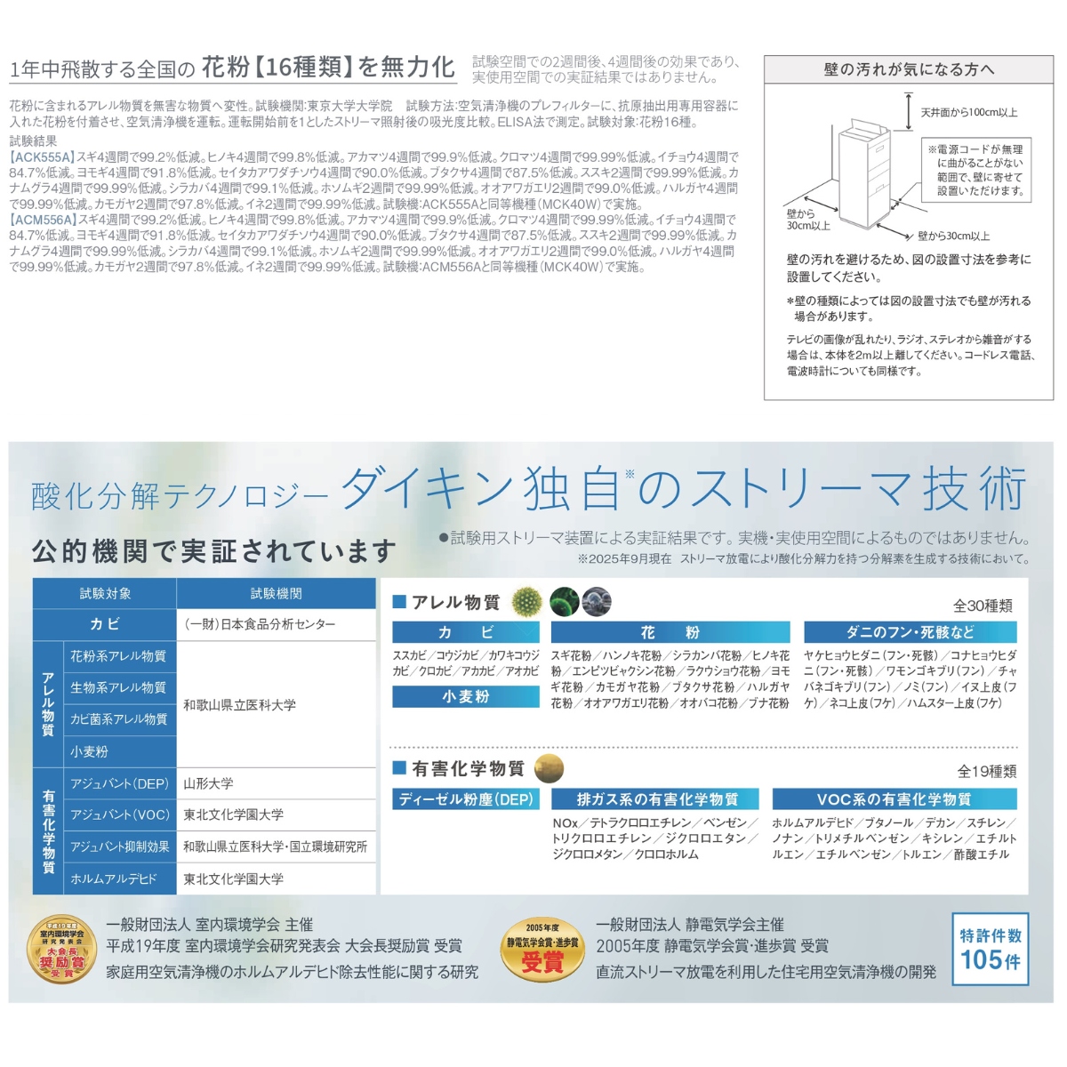 ダイキン（DAIKIN） 空気清浄機 ストリーマ 2026年モデル ACM556A-W