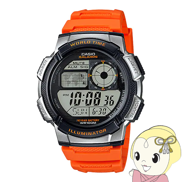 腕時計 【逆輸入品】カシオ CASIO チープカシオ チプカシ ワールドタイム デジタル メンズ オレンジ×シルバー AE-1000W-4BV