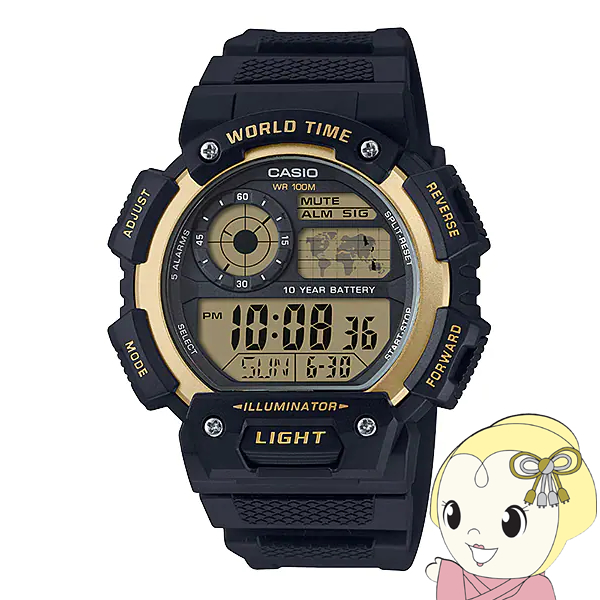 Yahoo! Yahoo!ショッピング(ヤフー ショッピング)腕時計 【逆輸入品】カシオ CASIO チープカシオ チプカシ ワールドタイム デジタル メンズ 腕時計 ブラック×ゴールド AE-1400WH-9AV