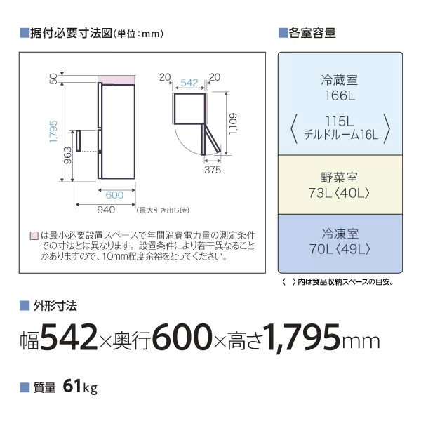 AQUA（アクア） AQUA 3ドア冷凍冷蔵庫 309L AQR-31A-W 右開き