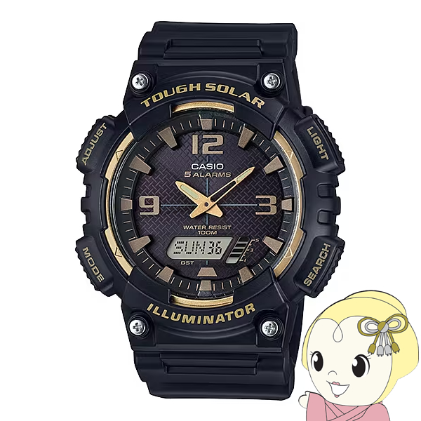 腕時計 カシオ CASIO  逆輸入品 AQ-S810W-1A3V タフソーラー アナデジ アナログ デジタル クオーツ メンズ 海外モデル ブラック×ゴールド