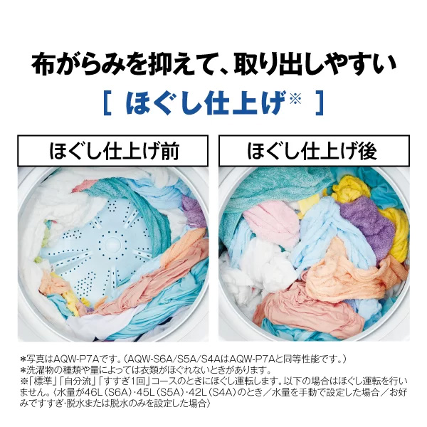 AQUA（アクア） [予約]AQUA 全自動洗濯機 6kg AQW-S6A-W ほぐし仕上げ