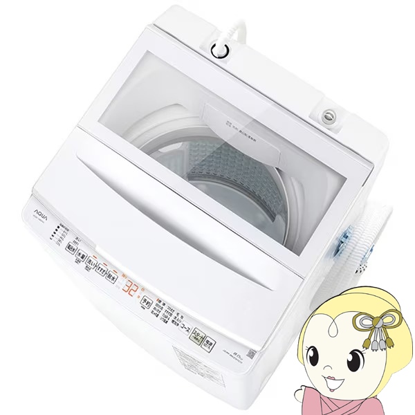 �S��������@ AQUA �A�N�A 8kg V�V���[�Y �z���C�g AQW-V8B-W