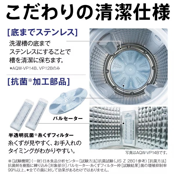 AQUA（アクア） 全自動洗濯機 洗濯8kg 泡フルウォッシュ 液体洗剤