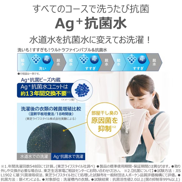 [予約]洗濯機 標準設置込 東芝 10.0kg インバーター全自動洗濯機 ZABOON ザブーン AW-10DHB5-W グランホワイトの画像