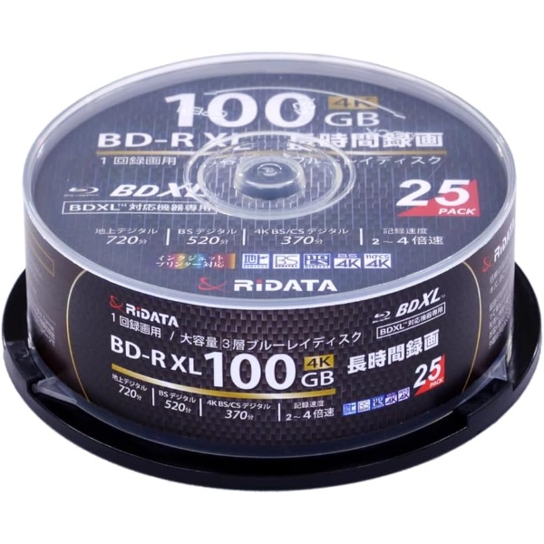 RiDATA 1回録画用 ブルーレイディスク BD-R XL 100GB 2-4倍速 ホワイト