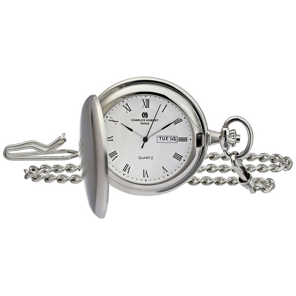 懐中時計 Charles-Hubert チャールズ・ヒューバート 47mm フルハンター 蓋付き クオーツ 日付・曜日 3974-Wの画像