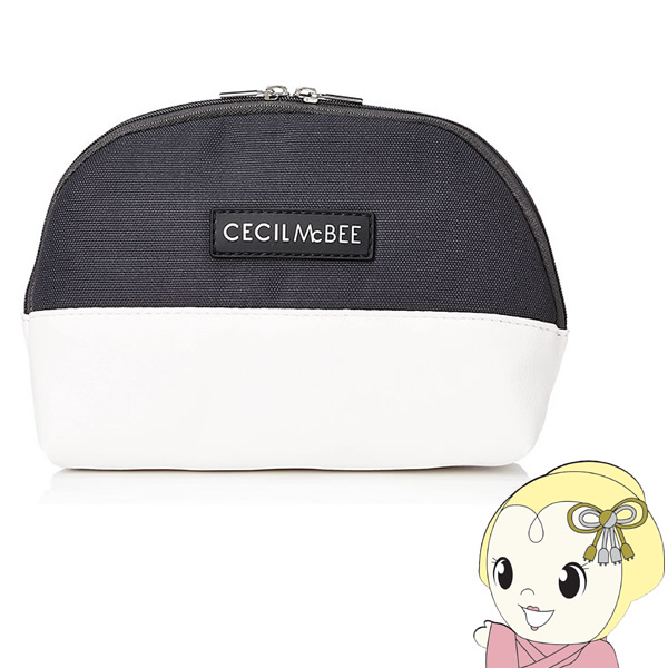 セシルマクビー CECIL McBEE STYLISH POUCH SERIES ラウンドポーチ グレー ホワイト　CM121057-GRWH