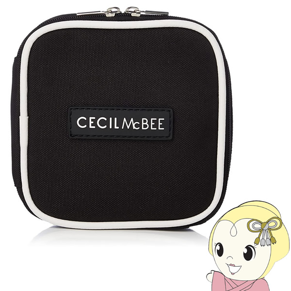 セシルマクビー CECIL McBEE STYLISH POUCH SERIES スクエアポーチS ブラック ホワイト　CM121061-BKWH