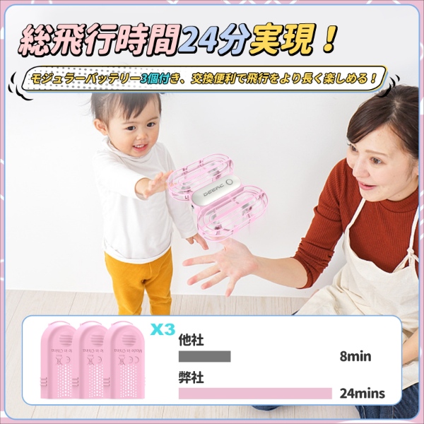 [予約]DEERC ドローン 小型 おもちゃ 100g未満 子供向けトイドローン かわいい ピンク D11-PK｜gion｜05