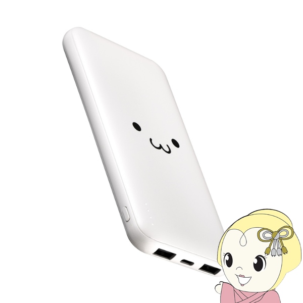 ���o�C���o�b�e���[ �G���R�� 10000mAh USB Type-C�Ή� �ő�o��15W �z���C�g�t�F�C�X DE-C66-10000WF