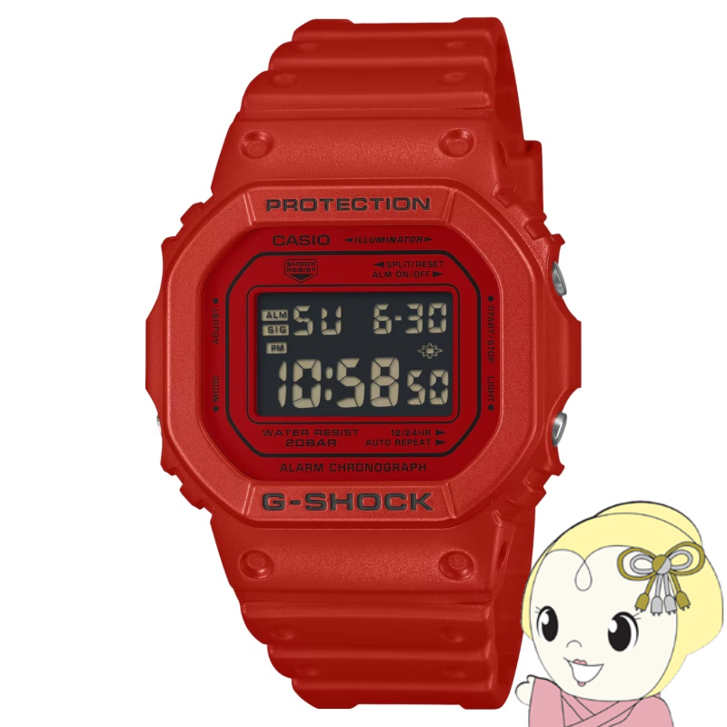 �r���v G-SHOCK 5600�V���[�Y 20�C���h�� �f�W�^�� �����o���h ���b�h CASIO �J�V�I DW-5600RRB-4JF