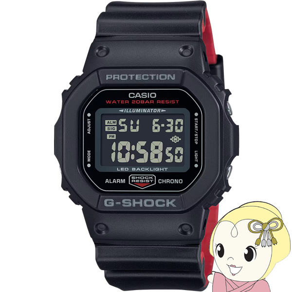 Yahoo! Yahoo!ショッピング(ヤフー ショッピング)カシオ CASIO G-SHOCK 5600シリーズ ブラック レッド DW-5600UHR-1JF メンズ 電池式 デジタル スクエア 反転液晶