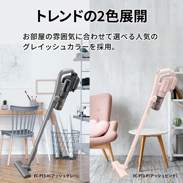 掃除機 シャープ SHARP コードレススティッククリーナー マイルームスティック サイクロン式 1.2kg アッシュグレー EC-PT3-Hの画像