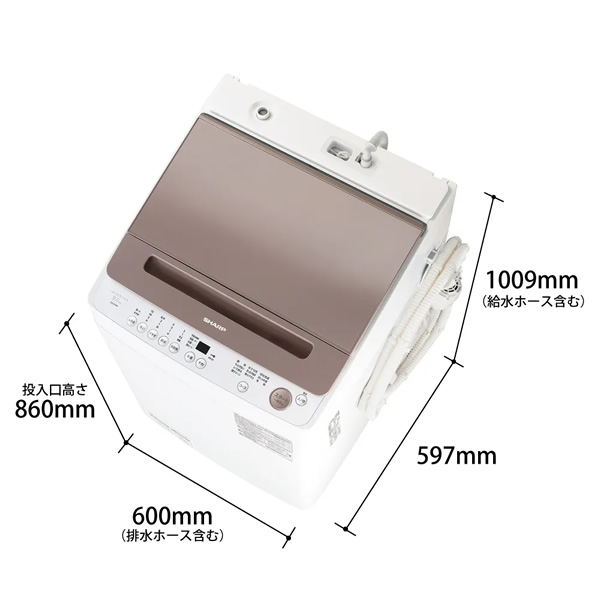 洗濯機 SHARP シャープ 縦型 全自動洗濯機 穴なし槽シリーズ 9kg ライトブラウン ES-GV9H-T : es-gv9h-t : ぎおん -  通販 - Yahoo!ショッピング