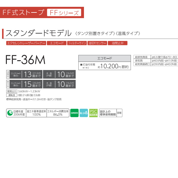 予約]トヨトミ FF式ストーブ FF-36M(W) タンク別置き・温風タイプ 石油ストーブ :FF-36M-W:ぎおん - 通販 -  Yahoo!ショッピング