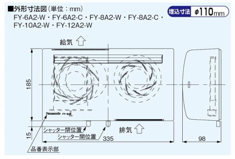 FY-8A2-C Panasonic 天井埋込形Q-hiファン／壁掛形／標準形【送料無料