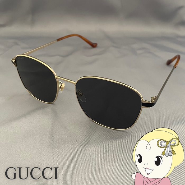 グッチ サングラス GG0575SK-001 メンズ レディース スクエア UVカット ゴールド ブラック グレー GUCCI