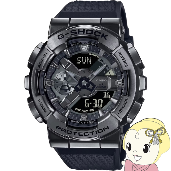 G-SHOCK CASIO カシオ Gショック アナデジ メタルカバード オールブラック メンズ腕時計 GM-110BB-1AJF アナデジ 国内モデル