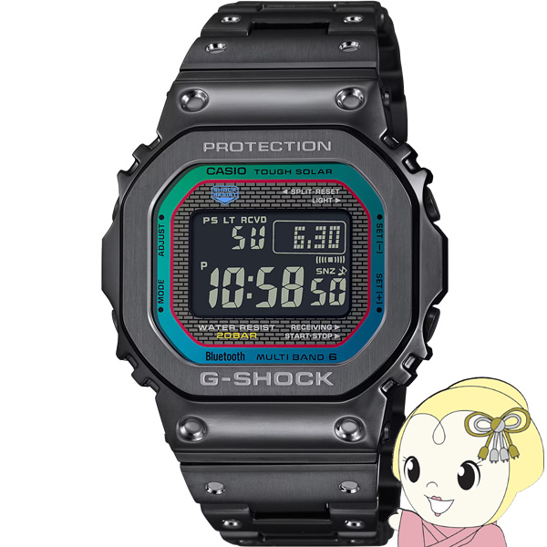 カシオ CASIO G-SHOCK FULL METAL フルメタル レインボーカラー アクセント GMW-B5000BPC-1JF メンズ 電波ソーラー Bluetooth ブラック 反転液晶