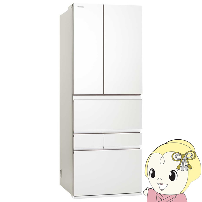 [�\�� 2/23�ȍ~]�①�� �y�W���ݒu��z ���� TOSHIBA 595L 6�h�A �t���X�g�z���C�g GR-A600XFS-TW