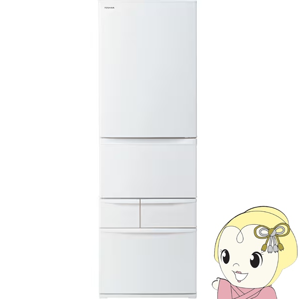 [予約]冷蔵庫 【設置込】 東芝 TOSHIBA 411L 幅60cm 右開き 5ドア マットホワイト GR-Y41GH-WU VEGETA GHシリーズ | vegeta
