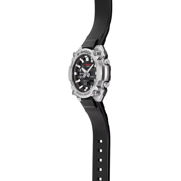 カシオ CASIO G-SHOCK G-STEEL 小型モデル GST-B600-1AJF メンズ 腕時計 ソーラー Bluetooth アナデジ 樹脂バンド シルバー ブラック｜gion｜06