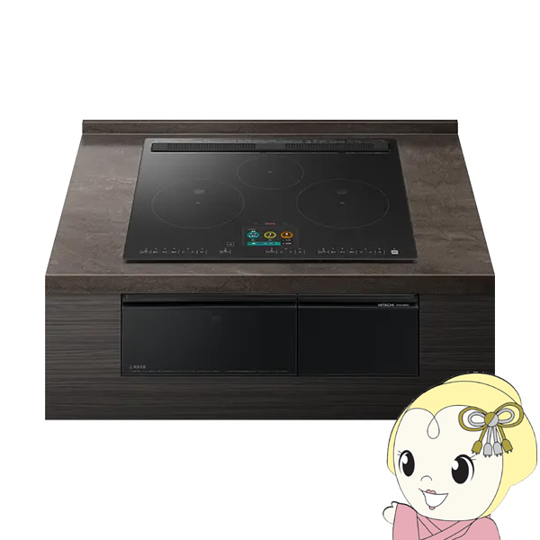 [予約]ビルトインIHクッキングヒーター 日立 火加減マイスター HT-N1500KTF(K) [プレミアムブラック] | 日立