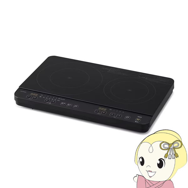 IHコンロ アイリスオーヤマ 2口 ブラック IHK-WT41-B | IRIS OHYAMA