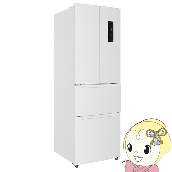 【京都市内限定販売 標準設置費無料】 冷蔵庫 MAXZEN マクスゼン 320L フレンチドア（観音開き） 4ドア ホワイト JR320HM01H｜gion