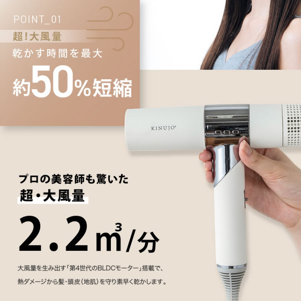 KINUJO キヌージョ 絹女 Hair Dryer コンパクト ヘアドライヤー モカ