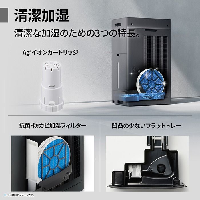 SHARPプラズマクラスター加湿空気清浄機 KI-UX75-H最新最上位機種 SHARP（シャープ） 加湿空気清浄機 グレー系 プラズマクラスターNEXT