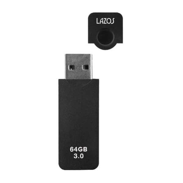 LAZOS 64GB USBフラッシュメモリ キャップ式 20個セット L-US64-CPB｜gion｜02
