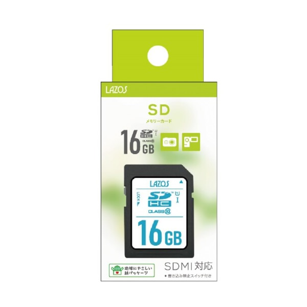 Lazos SDHCメモリーカード 16GB CLASS6 紙パッケージ 20個セット L-B16SDH10-U1｜gion｜02