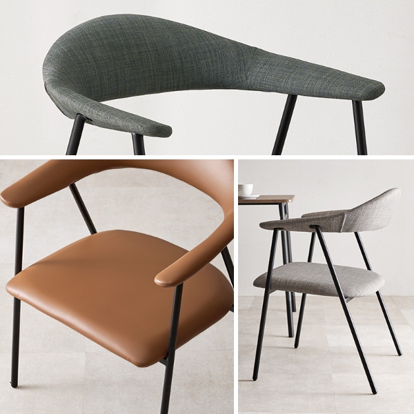 HAGiHARA（萩原） チェア グレー アームチェア 座面幅48 幅広