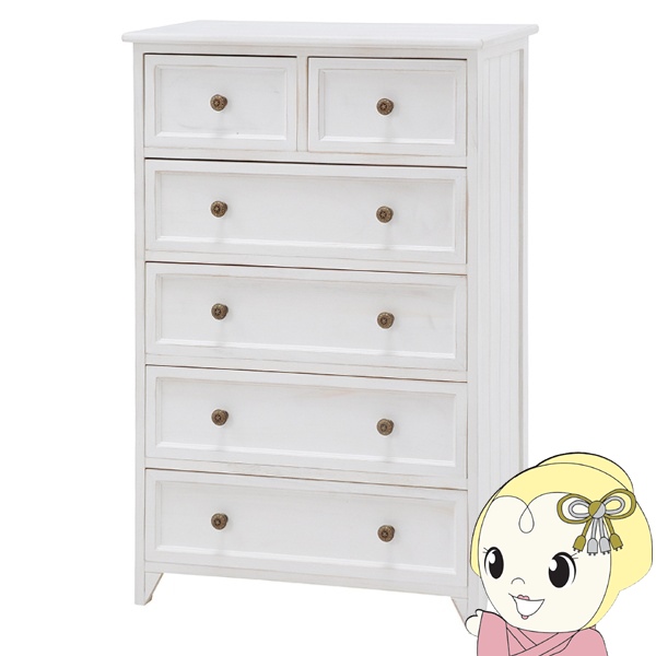 チェスト 5段 幅60cm 白 白家具 フレンチカントリー リビング キャビネット 韓国 アンティーク ホワイト