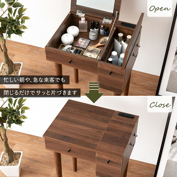 HAGiHARA（萩原） ドレッサー 鏡台 化粧台 ホワイト ミラー 2WAY