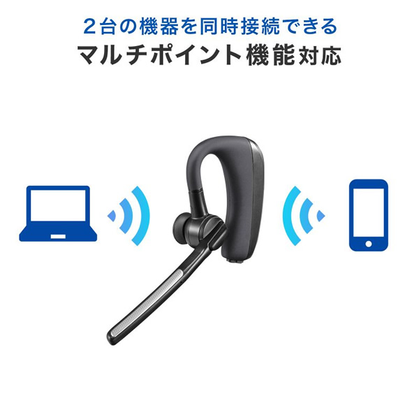 Bluetoothヘッドセット サンワサプライ デュアルマイクノイズキャンセル搭載 MM-BTMH68BK｜gion｜05