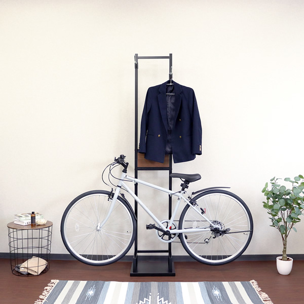 自転車スタンド 室内用 Lex レック 2台用 ブラック／ブラウン木目 /srm