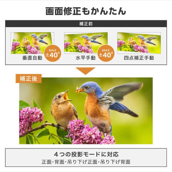【メーカー直送】プロジェクター 家庭用 4K対応 ポータブル Wi-Fi2.4G/5G 8000ｍAh Bluetooth5.2 Android11 MAXZEN マクスゼン MP-D10HC-BK_11