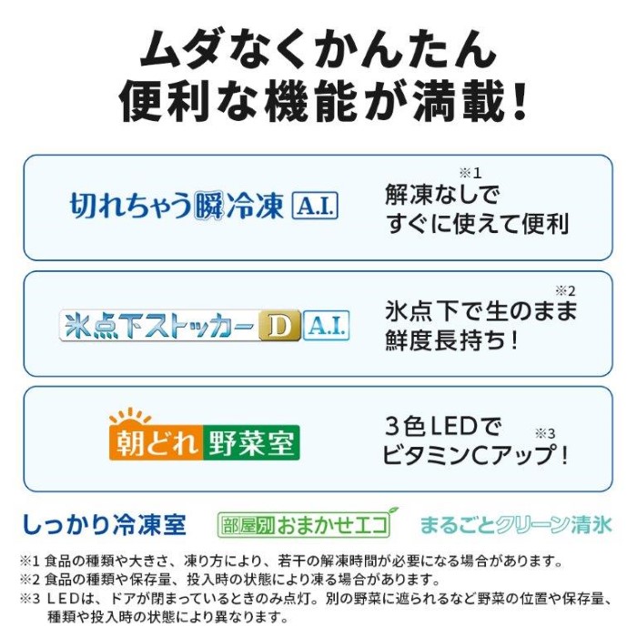 【標準設置込】三菱 冷蔵庫 455L 右開き MR-BD46M-H マットチャコール 5ドア 切れちゃう瞬冷凍 氷点下ストッカー A.I.の画像