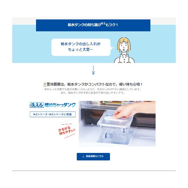 冷蔵庫 【標準設置費込】 三菱 6ドア冷蔵庫 485L フレンチドア グランドクレイベージュ MR-MZ49K-C　ぎおん | 三菱電機 | 03