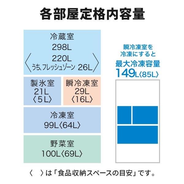 冷蔵庫【標準設置費込】三菱電機 WZシリーズ 547L 幅65cm フレンチドア 6ドア ガラスドア 日本製 グランドリネンホワイト MR-WZ55K-W｜gion｜04